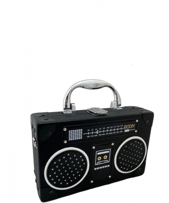 Unique Vintage Radio Shaped Cross-body Bag 6651 BLACK